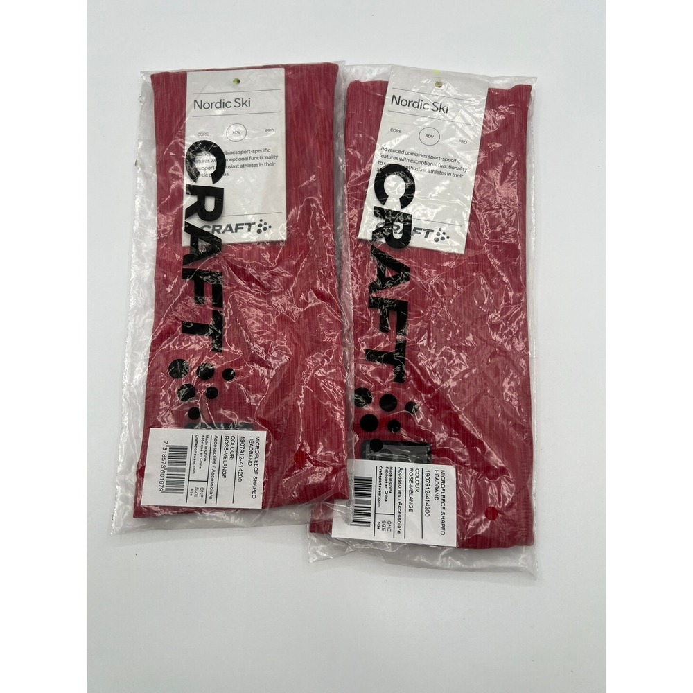 Craft Nordic Ski Microfleece Shaped Headband Rose Melange 1907912-414200 2 Pack